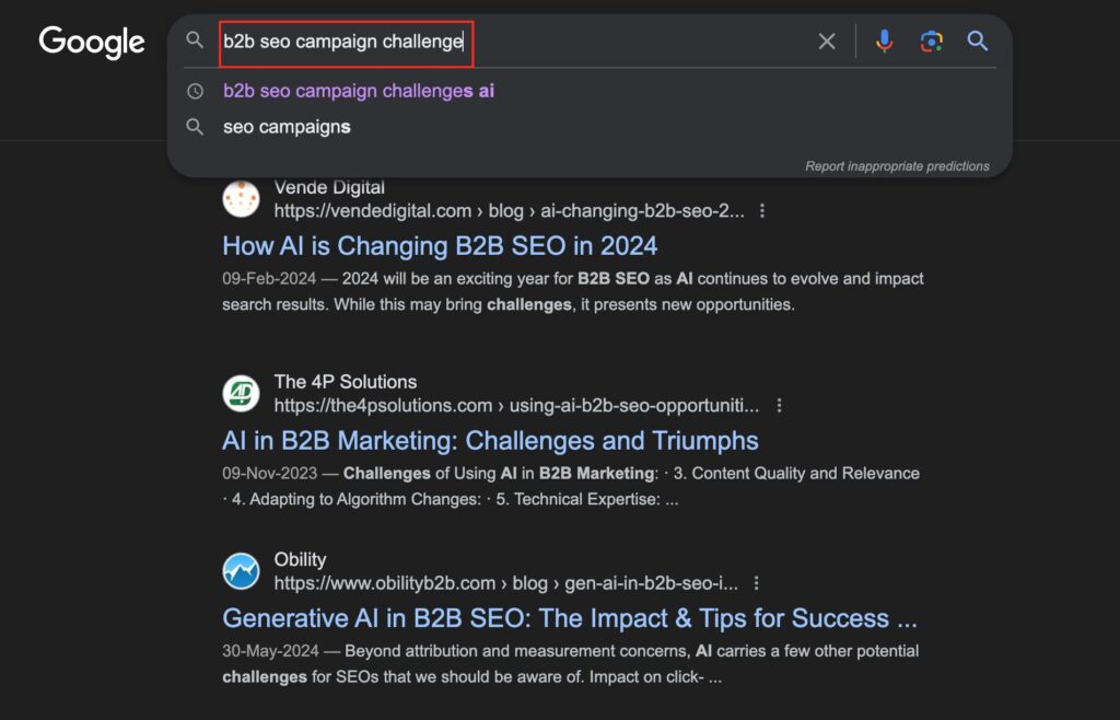 Challenges for B2B SEO Campaign